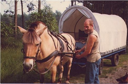 paard, huifkar en 'de paardengek'